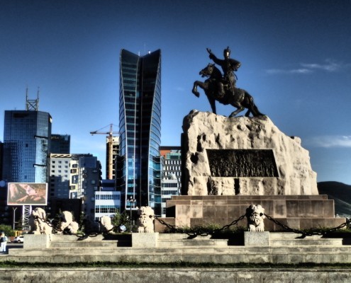 Jasmine-Halki-via-Flickr-CC2.0-Genghis-Khan-statue-with-skyscrapers