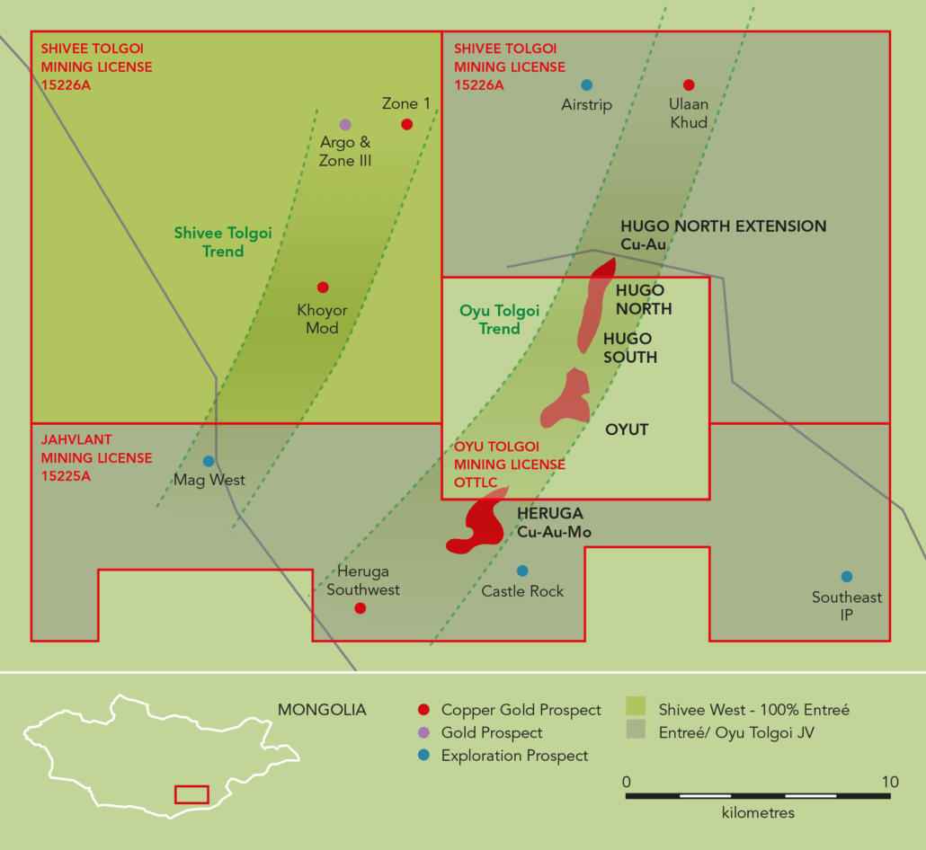 Map of Oyu Tolgoi LLC and Entrée